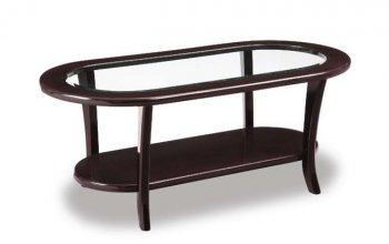 Mahogany Finish Classic Coffee Table W/Clear Glass Top [GFCT-983C Mahogany]