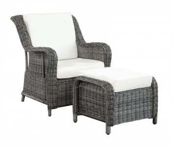 Du Jour Outdoor Patio Chair & Ottoman in Gray/White by Modway [MWOUT-Du Jour]