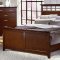 Casual Style Distressed Cherry Finish Bed w/Optional Case Pieces