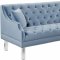 Roxy Sofa 635 in Sky Blue Velvet Fabric by Meridian w/Options