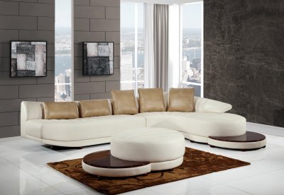 UFM208 Ivory Sectional w/Optional Ottoman & End Tables