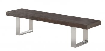 Block Bench in Grey Elm by J&M w/Stainless Steel Legs [JMBN-Block Grey Elm]