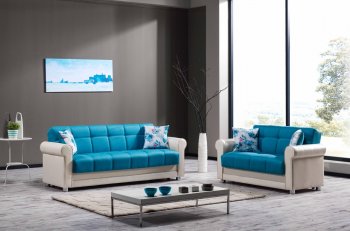 Avalon Sofa Bed in Blue Fabric by Casamode w/Options [CMSB-Avalon Prusa Blue]