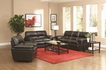 Fenmore Sofa & Loveseat Set 502951 Black Leather-Like Fabric [CRS-502951 Fenmore]