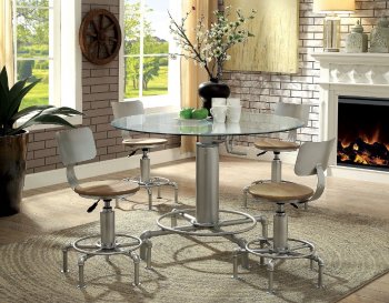 Helene Dinette Table CM3378RT in Silver Powder w/ Adj. Height [FADS-CM3378RT-Helene]