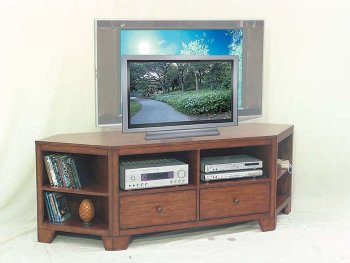 Cherry Finish Contemporary Tv Stand With Corner Shelves [AMTV-207-2466]