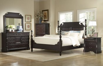 Dark Cherry Finish Traditional Bedroom w/Optional Case Goods [HEBS-895]