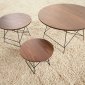 Walnut Finish Modern 3Pc Coffee Table Set w/Metal Legs