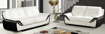 White-Black Bonded Leather Modern Sofa & Loveseat Set w/Options [CYS-Decator]