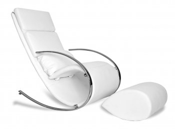 Chloe Rocker Chair & Ottoman in White Leatherette by Whiteline [WLCC-Chloe White]