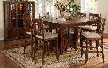 Oak Finish Classic Counter Height Dining Table w/Optional Chairs [HEDS-795-36]