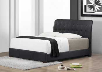 B110 Upholstered Bed in Black Leatherette [EGB-B110]