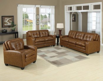 Caramel Bonded Leather Modern Sofa & Loveseat Set w/Options [WDS-2194-CA]