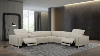 Hudson Power Motion Sectional Sofa Smoke Leather - Beverly Hills