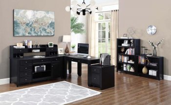 Preater 801901 3Pc Office Desk Set in Black w/Options by Coaster [CROD-801901-Preater]