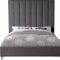 Via Upholstered Bed in Grey Velvet Fabric by Meridian