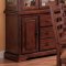 Distressed Walnut Finish Dining Furniture W/Brown Damask Seats