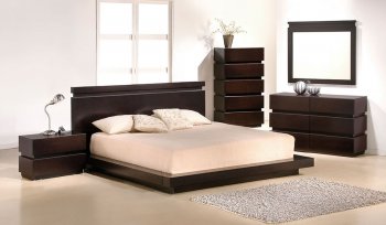 Cappuccino Finish Contemporary Bedroom W/Platform Bed [JMBS-Knotch]