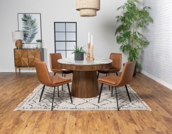 Ortega Dining Table 105141 Natural & White by Coaster w/Options [CRDS-105141-115472 Ortega]