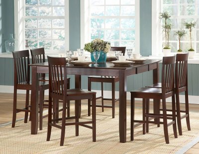 Warm Cherry Finish Modern Counter Height Dining Table w/Options