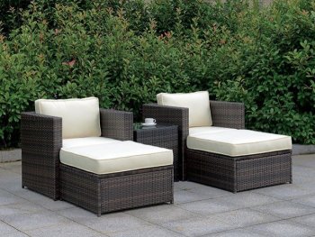 Ilona Outdoor 5Pc Patio Set CM-OS2136-Set12 in Ivory & Espresso [FAOUT-CM-OS2136-Set12-Ilona]