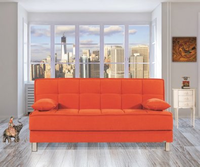 Smart Fit Sofa Bed in Orange Fabric by Casamode