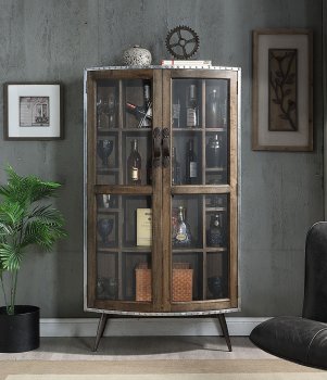 Brancaster Cabinet AC02587 in Oak & Aluminum by Acme [AMCA-AC02587 Brancaster]