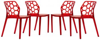 Dynamic Set of 4 Dining Chairs DC19TR in Red by LeisureMod [LMDC-DC19TR-Dynamic Red]