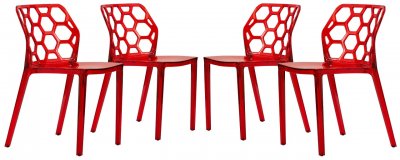 Dynamic Set of 4 Dining Chairs DC19TR in Red by LeisureMod