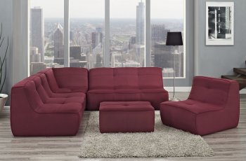 Align 5Pc Sectional Sofa Set in Red Fabric by Modway [MWSS-Align Berry]