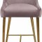 Owen Counter Stool 745 Set of 2 Pink Velvet Fabric by Meridian