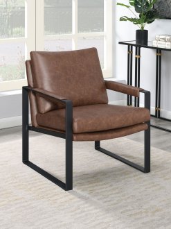 Rosalind Accent Chair Set of 2 904112 Brown Leatherette -Coaster