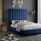 Via Upholstered Bed in Navy Velvet Fabric by Meridian