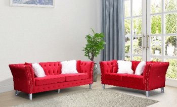 LCL-004 Sofa & Loveseat Set in Red Velvet [BDS-LCL-004 Red]