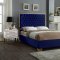 Lana Upholstered Bed in Navy Velvet Fabric - Meridian w/Options