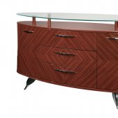 Half Brown High Gloss Zebrano Finish Contemporary Buffet