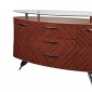 Half Brown High Gloss Zebrano Finish Contemporary Buffet