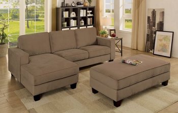 Jancis Sectional Sofa CM6451 in Brown Flannelette Fabric [FASS-CM6451-Jancis]