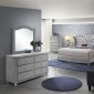 Alana Bedroom Set 5Pc in Silver Velvet Fabric