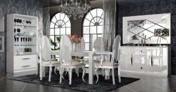 Carmen Dining Table in High Gloss White by ESF w/Options [EFDS-Carmen White]