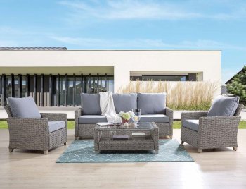 Greeley Outdoor 4Pc Patio Sofa Set OT01090 in Gray by Acme [AMOUT-OT01090 Greeley]