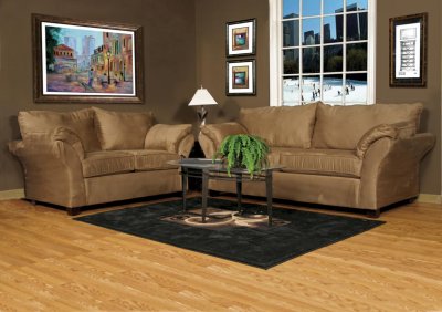 Sierra Camel Fabric Contemporary Sofa & Loveseat Set w/Options