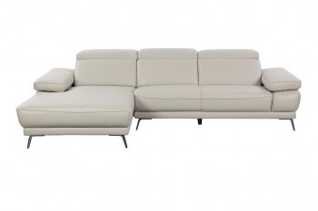 Mercer Sectional Sofa in Smoke Taupe Leather by Beverly Hills [BHSS-Mercer-Chaise Smoke Taupe]