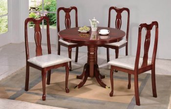 Cherry Finish Modern 5Pc Dinette Set w/Round Top & Pedestal Base [ABCDS-6019]