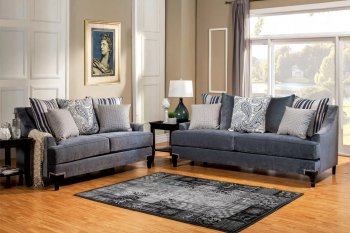 Vincenzo SM2204 Sofa in Slate Blue Fabric w/Options [FAS-SM2204-Vincenzo]