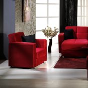 Elegant Convertible Sectional Sofa w/Storages in Red Microfiber