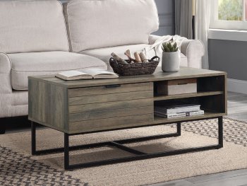 Homare Coffee Table LV00323 in Rustic Oak & Black by Acme [AMCT-LV00323 Homare]