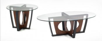 Glass Top Walnut Espresso Modern Decca Coffee Table Set [ARCT-6207 Decca]