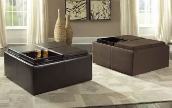 Kaitlyn Cocktail Ottoman 468PU Dark Brown Vinyl by Homelegance [HEO-468PU Kaitlyn]