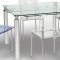 Clear Glass Top Modern Dinette Table w/Brushed Aluminum Legs